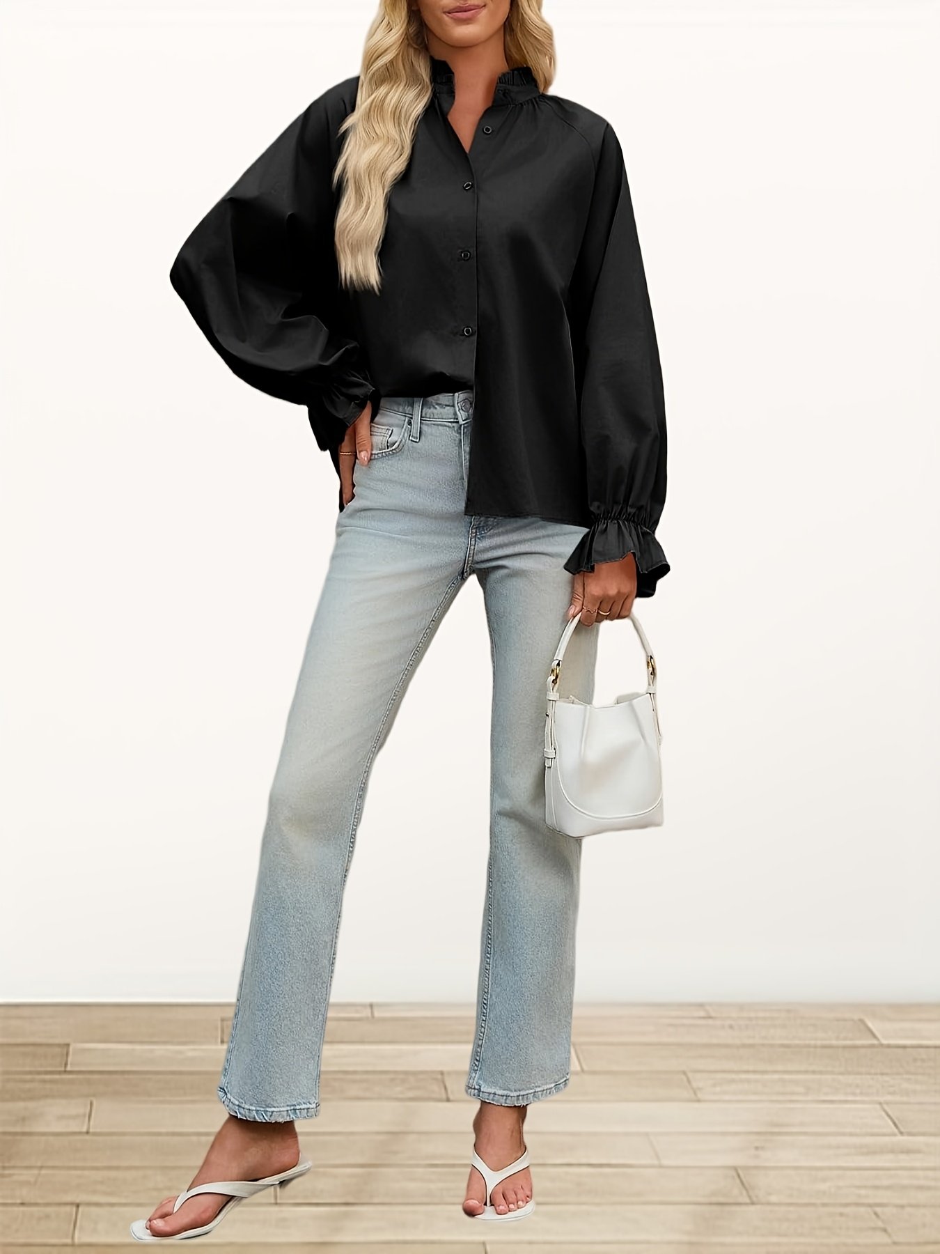 Moteriški ilgi V formos iškirptės marškinėliai - Image 7