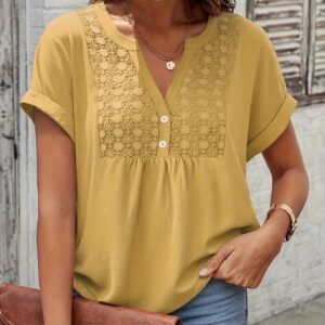 Plius dydžio moteriška laisvalaikio trumpų rankovių palaidinė