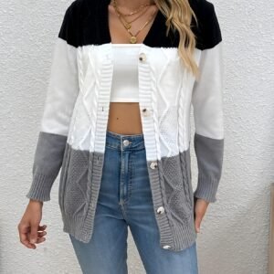 Madingas moteriškas laisvalaikio kardiganas - Lopinių raštai, rudens/žiemos sezonas