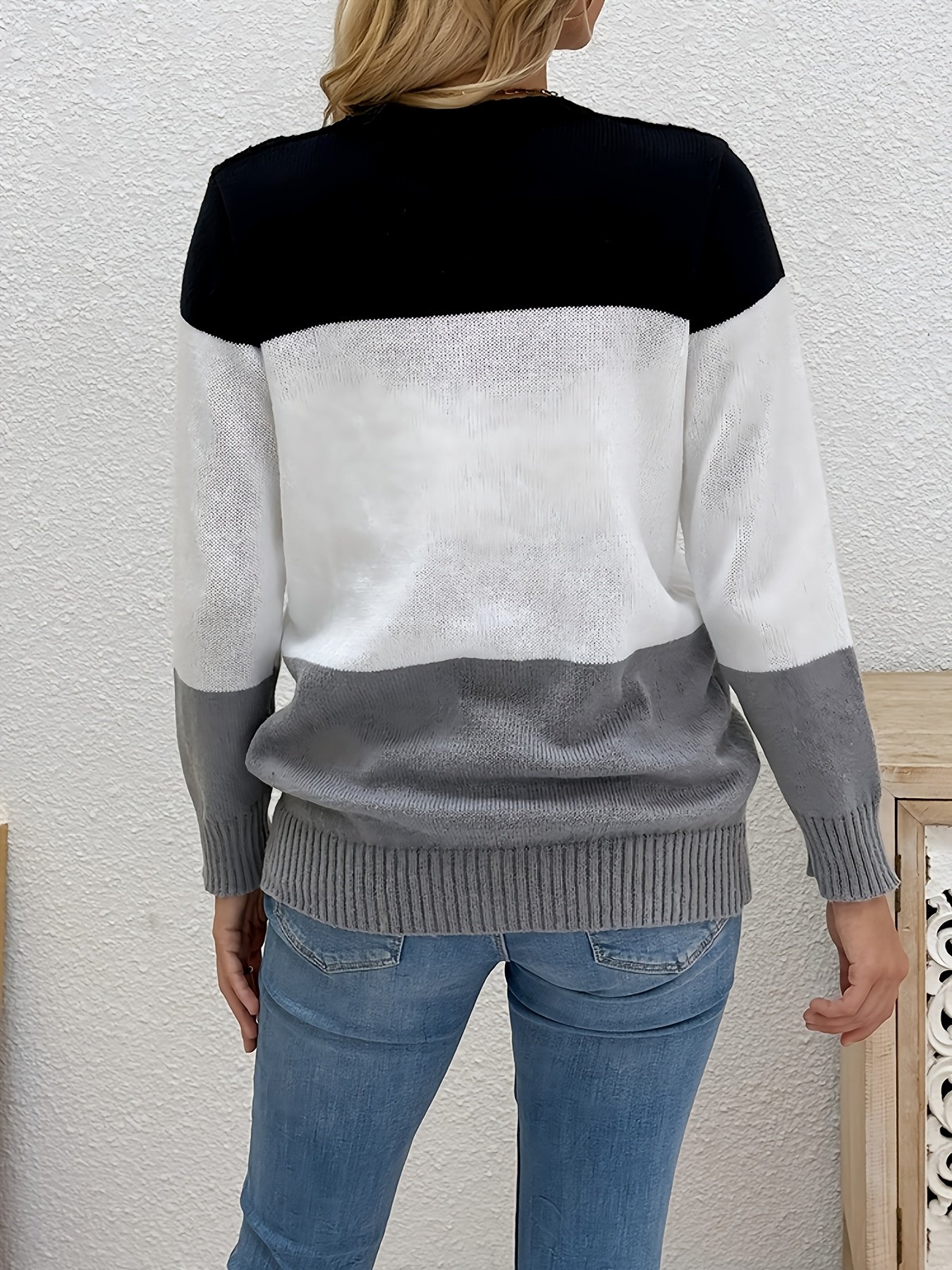 Madingas moteriškas laisvalaikio kardiganas - Lopinių raštai, rudens/žiemos sezonas - Image 9