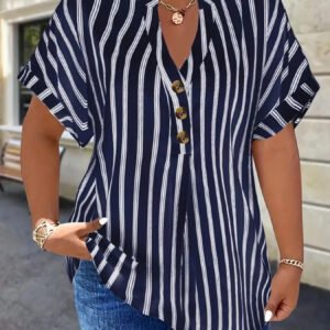 Plius dydžio moteriška laisvalaikio trumpų rankovių palaidinė