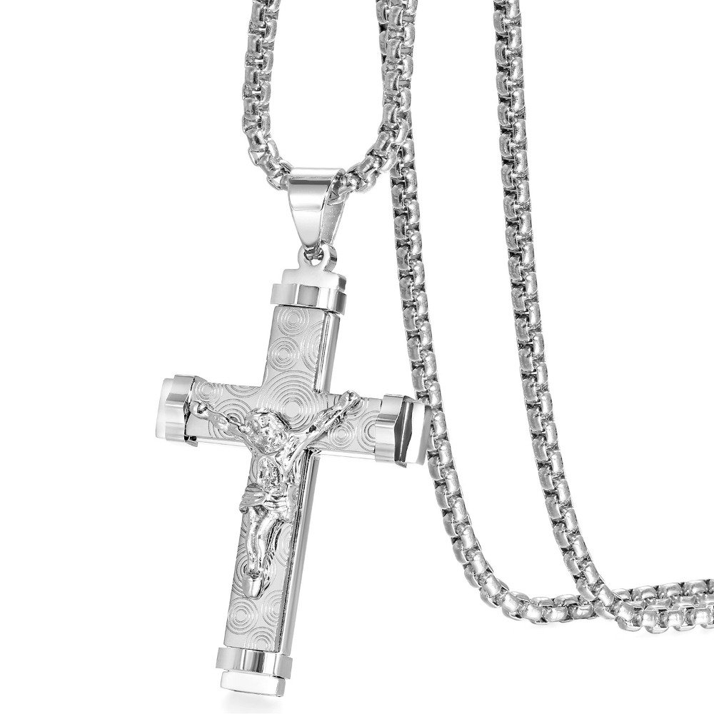„Jewelrywe“ kryžiaus pakabukas su raibomis, 304 nerūdijančio plieno vėrinys, 55,88 cm grandinėlė vyrams - Image 7